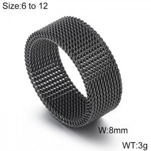 Stainless Steel Black-plating Ring - KR103598-WGLO