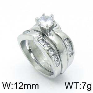 Stainless Steel Stone&Crystal Ring - KR103795-WM