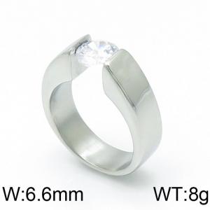 Stainless Steel Stone&Crystal Ring - KR103809-WM