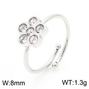 Stainless Steel Stone&Crystal Ring - KR103984-GC