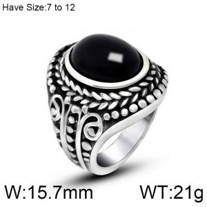 Stainless Steel Stone&Crystal Ring - KR104070-WGSJ