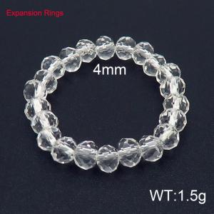4mm Transparency Crystal Glass Bands Expansion Ring Resilient Adjustable Size - KR104368-Z