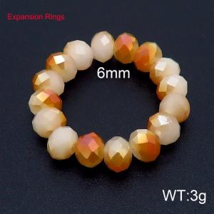 Hand make simple plastic bead  champagne mixed color classic expansion ring - KR104376-Z