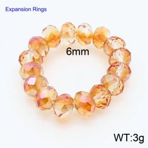 Hand make simple plastic bead dark  champagne classic expansion ring - KR104377-Z