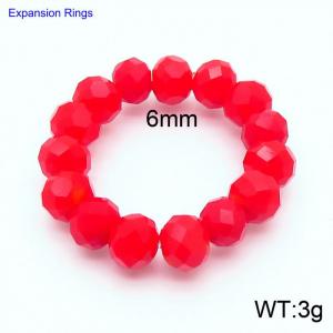 Hand make simple plastic bead red classic expansion ring - KR104381-Z