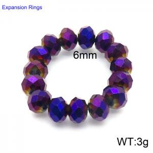 Hand make simple plastic bead purple blue classic expansion ring - KR104382-Z