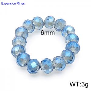 Hand make simple plastic bead light blue classic expansion ring - KR104383-Z