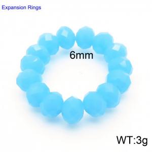 Hand make simple plastic bead sky blue classic expansion ring - KR104387-Z
