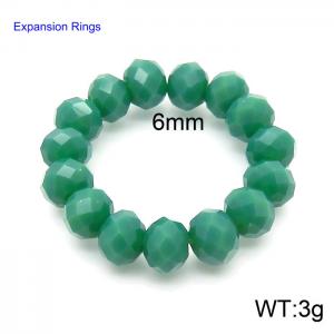 Hand make simple plastic bead green classic expansion ring - KR104388-Z