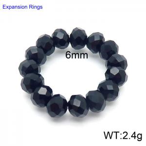 Hand make simple plastic bead black classic expansion ring - KR104389-Z