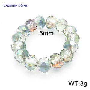 Hand make simple plastic bead transparent mixed color classic expansion ring - KR104391-Z
