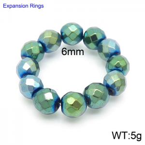 Hand make simple plastic bead blue mixed color classic expansion ring - KR104392-Z