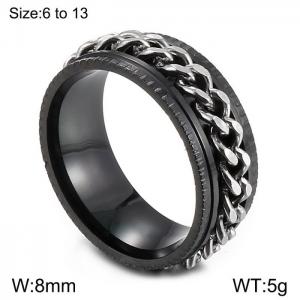 8mm Rotatable Ring Men Stainless Steel Spinner Chain Party Jewelry Silver Black Color - KR104668-WGJZ