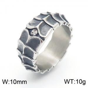 Stainless steel sense of hierarchy white crystal bone segment strong man ring - KR104722-KJX