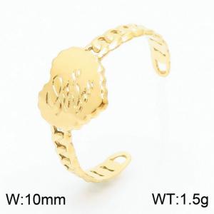 Gold Color Stainless Steel Heart Open Ring Women Fashion Simple Jewelry - KR105026-KFC