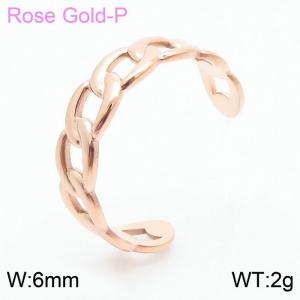 Stainless Steel Link Chain Open Ring Women Fashion Classic Rose Gold Cuban Chain Jewelry - KR105081-KFC