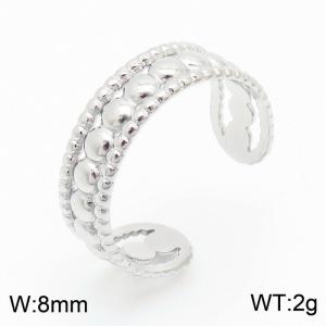 European and American niche star point opening adjustable silver women's titanium steel ring - KR105259--KFC