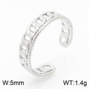 Fashion open mouth women's silver stainless steel chain ring - KR105274--KFC