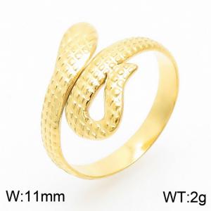 Vintage punk snake shaped stainless steel lady's gold plated ring - KR105284--KFC