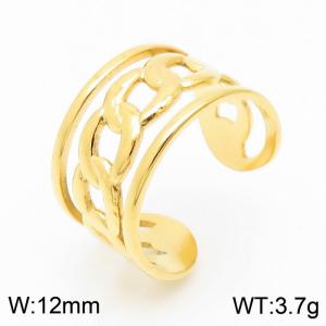 Fashionable Opening Women's Gold Plated Stainless Steel Chain Ring - KR105362--KFC