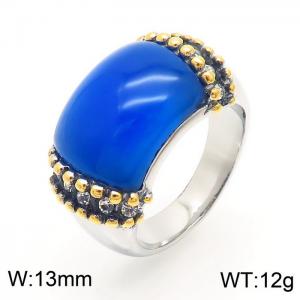 Vintage stainless steel opal ring for women - KR105808-GC