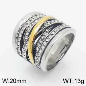 Vintage Ladies Stainless Steel Zircon Ring Texture Cast Jewelry - KR105823-KC