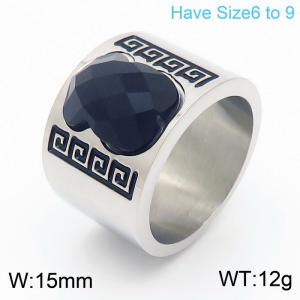 European and American fashion stainless steel ladies wide face tous ring - KR107805-K