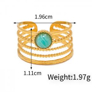 Stainless Steel Women's Simple Retro C-shaped Multi layered Light Blue Stone Charm Gold Ring - KR107920-WGJD
