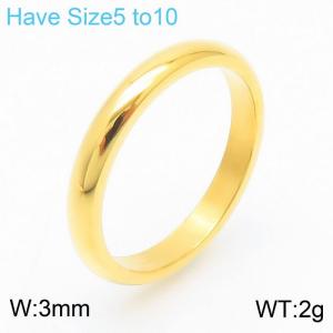 Stainless steel simple outer arc polished classic fashionable gold ring - KR107969-K