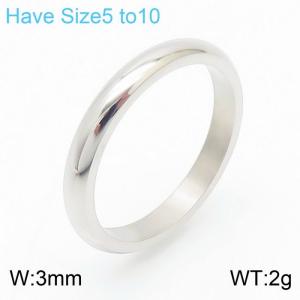 Stainless steel simple outer arc polished classic fashionable silver ring - KR107970-K