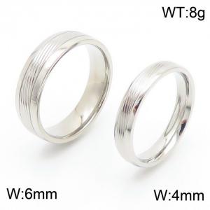 European and American fashion simple stainless steel line charm silver couple ring - KR108580-K