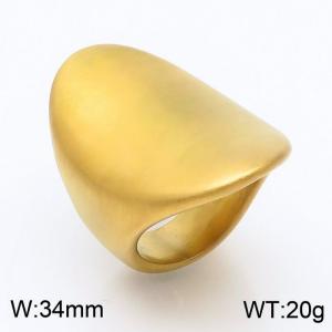 Oval Simplicity Brushed Women Stainless Steel Ring Gold Color - KR108591-K