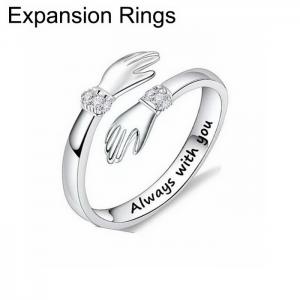 Korean Style Two Hand Embrace Diamond Set Women's Stainless Steel Ring - KR108749-WGDC