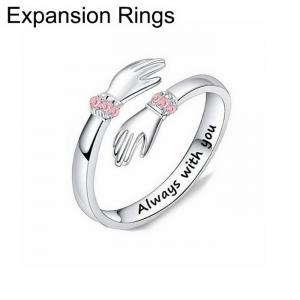 Korean Style Two Hand Embrace Set with Pink Diamond Women's Stainless Steel Ring - KR108751-WGDC