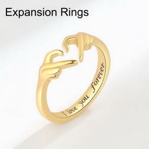 Fashionable love you forever, heart to heart opening gold couple stainless steel ring - KR1087531-WGDC
