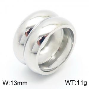 Smooth Plain Double Ring Steel Color Stainless Steel Ring - KR1088039-K