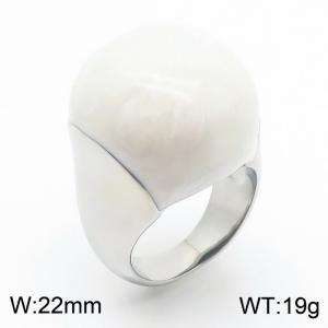 European and American fashion high-end circular white resin exaggerated personality silver ring - KR1088281-GC