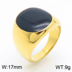 Fashionable and Personalized Stainless Steel Smooth Drip Glue Round Charming Gold Ring - KR1088283-GC