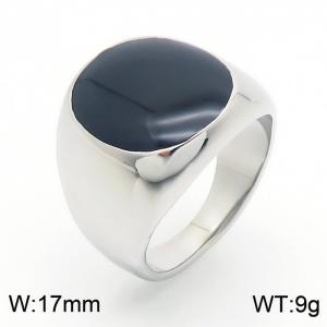 Fashionable and Personalized Stainless Steel Smooth Drop Glue Round Charming Silver Ring - KR1088284-GC
