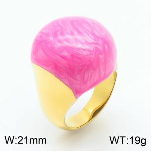 European and American fashion high-end circular pink  resin exaggerated personality gold ring - KR1088308-K