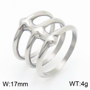 17mm Width Multi-layer Hollowing Ring Men Stainless Steel Silver Color - KR1088419-TLX