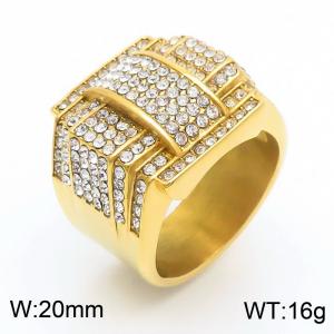 Fashionable Couple Engagement Textured Stainless Steel Moissinate Diamond Stainless Steel Gold Plated Mens Rings - KR1088427-MZOZ