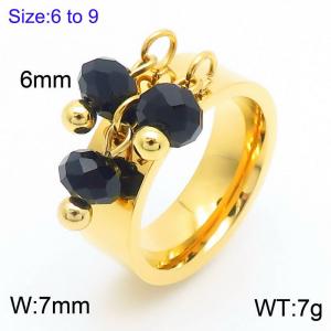 Stainless steel round bead tassel ring for women special design personalized gold color jewelry - KR1088431-Z
