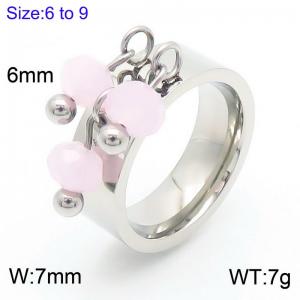 Stainless steel round bead tassel ring for women special design personalized jewelry - KR1088432-Z