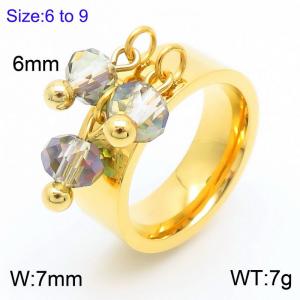 Stainless steel round bead tassel ring for women special design personalized gold color jewelry - KR1088435-Z
