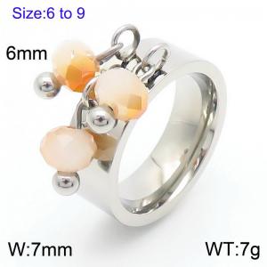 Stainless steel round bead tassel ring for women special design personalized jewelry - KR1088437-Z