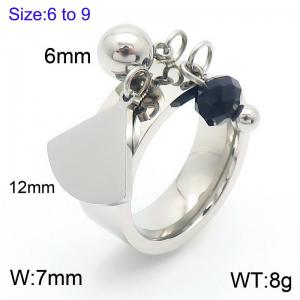 Personalized Stainless Steel Scalloped Charm Tassel Ring for Women Polished Trendy Jewelry - KR1088449-Z