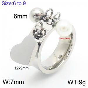 Personalized Stainless Steel Heart Charm Tassel Ring for Women Polished Trendy Jewelry - KR1088451-Z