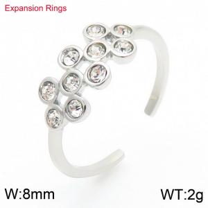 Silver Color Cubic Zirconia Ring Women Stainless Steel 304 Jewelry - KR110838-K