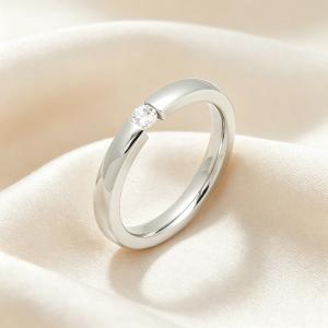 Simple single zircon stainless steel ring, exquisite promise wedding ring, suitable for women's daily jewelry gifts - KR116203-GC